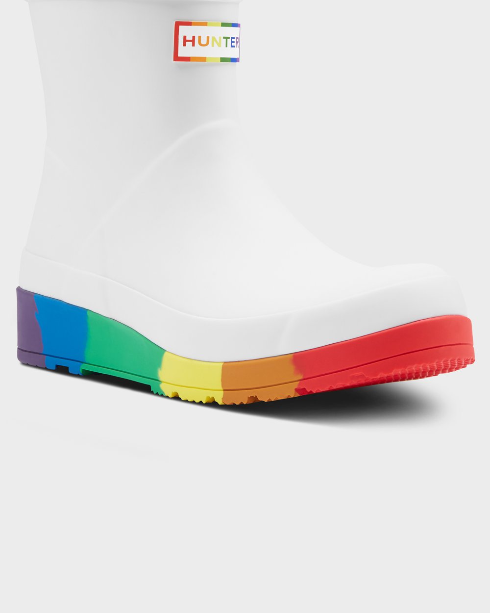 Women Hunter Original Pride Flatform Rain | Play Boots White | NZ-87405-BOMF